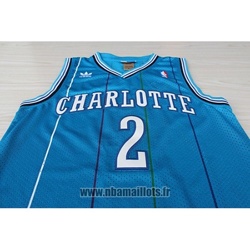 Maillot Charlotte Hornets Larry Johnson No 2 Retro Bleu